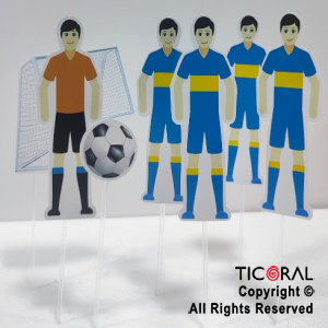 ADORNO PINCHE PARA TORTA 5 JUGADORES CON ARCO Y PELOTA BOCA x 1